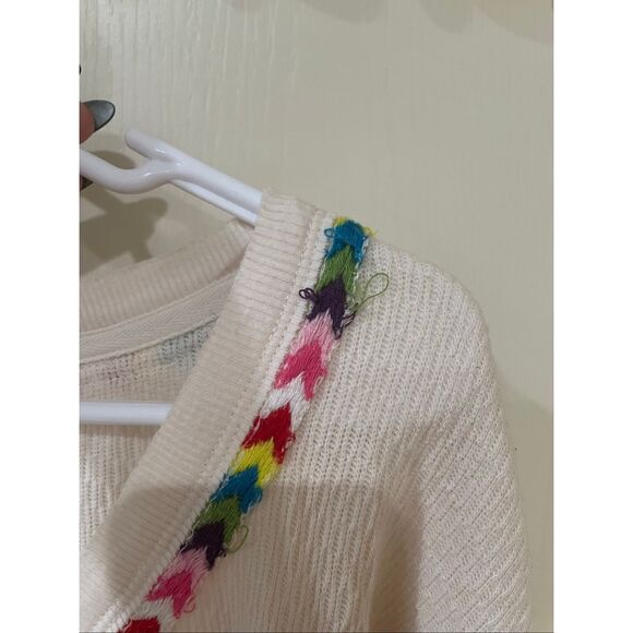 We The Free Free People Top Thermal Waffle Embroidered Henley Ivory Medium - Picture 7 of 10